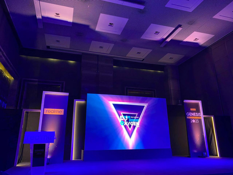 Realme Genesis 2023 product launch — LED stage